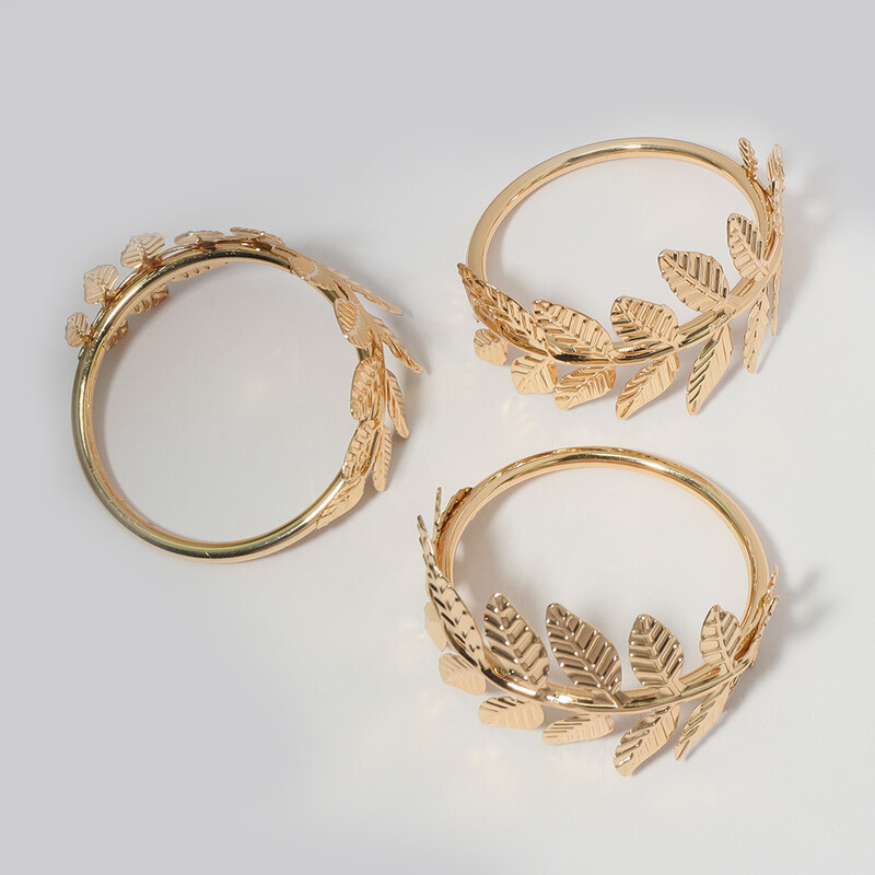 3/5 пръстени за салфетки в цвят златна пшеница, поставка за салфетки във формата на листа за декорация на сватбена маса за Деня на благодарността