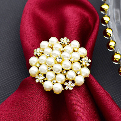 1kom metalni prsten za salvete od legure za vjenčanje Dekoracija stola Biserni držač za salvete Kopča Prsteni za vjenčane ručnike Dekorativni obiteljski stol za večeru