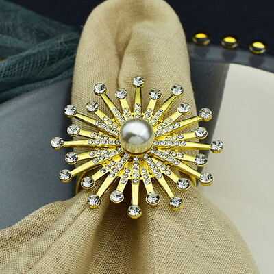 1kom metalni prsten za salvete od legure za vjenčanje Dekoracija stola Biserni držač za salvete Kopča Prsteni za vjenčane ručnike Dekorativni obiteljski stol za večeru