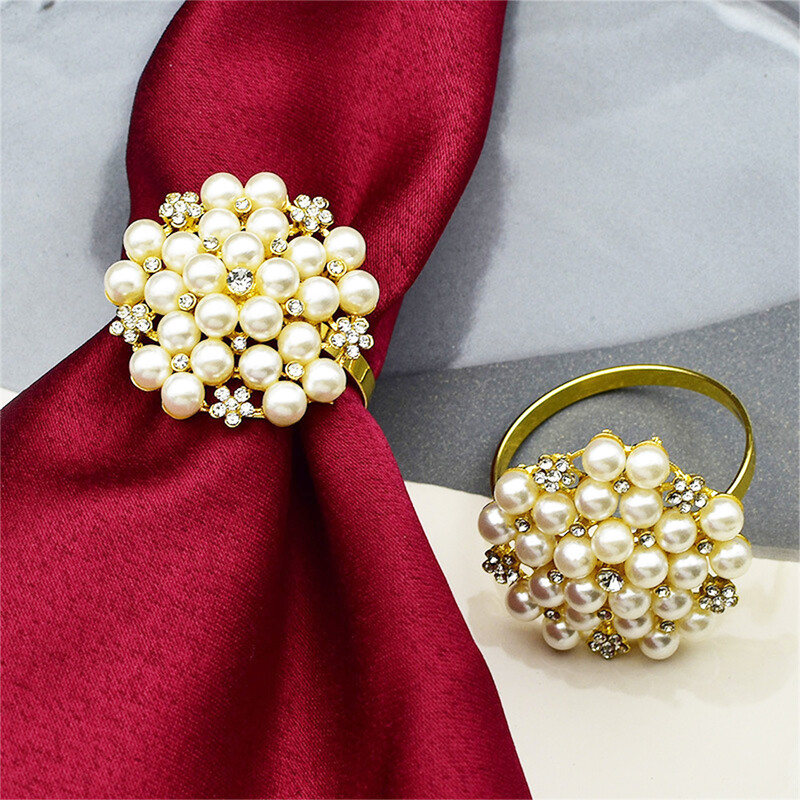 1kom metalni prsten za salvete od legure za vjenčanje Dekoracija stola Biserni držač za salvete Kopča Prsteni za vjenčane ručnike Dekorativni obiteljski stol za večeru