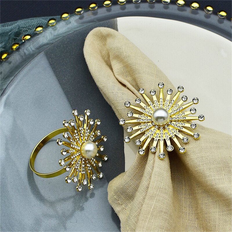 1kom metalni prsten za salvete od legure za vjenčanje Dekoracija stola Biserni držač za salvete Kopča Prsteni za vjenčane ručnike Dekorativni obiteljski stol za večeru