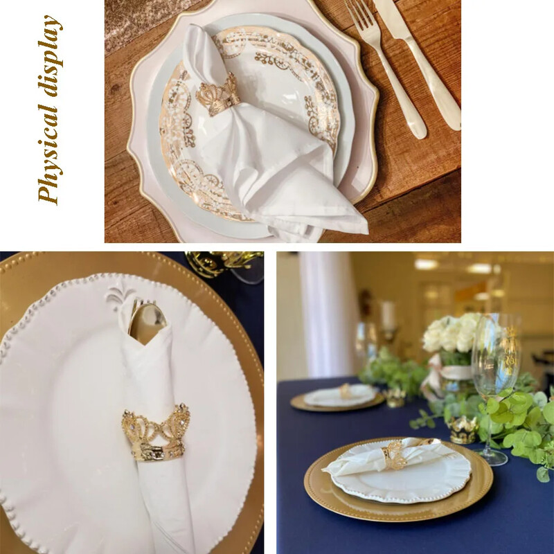 6PCS Krunski prsten za salvete, prekrasna kopča za salvete od legure metala, držač za dekoraciju vjenčanja, rukotvorine, potrepštine za zabave