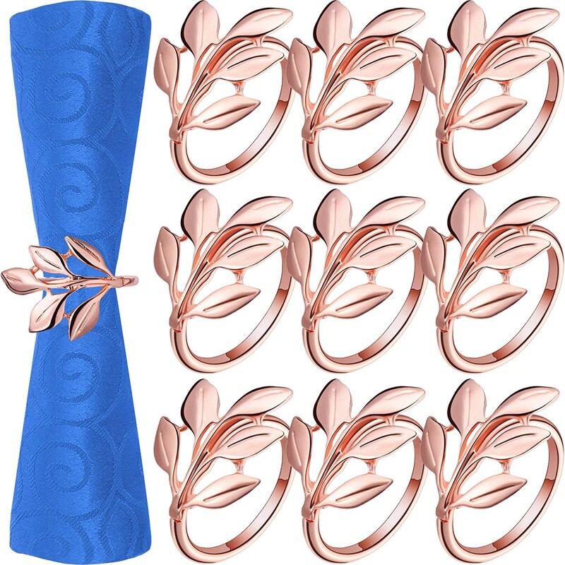 10PCS Zlatni prstenovi za salvete Elegantni metalni zlatni držač za salvete Stolni prstenovi za salvete za rođendansko vjenčanje Dekoracija blagovaonskog stola