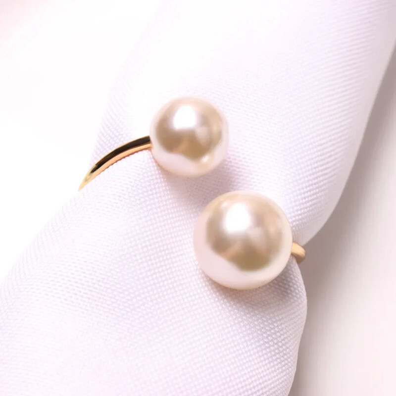 12 БР. Пръстени за салфетки с перли, пръстени за сватбени сервити, подчертани държачи за салфетки с U-образна форма за декорация на семейна маса за трапезария