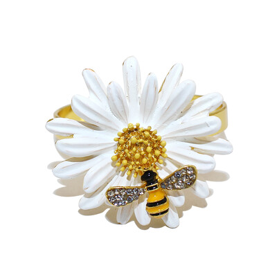 6 tk New Flower Bee Salvrätikurõngad Metallist Daisy Lilledega Salvrätikuhoidja Kuld Pulma Salvrätiku Pandlad Peo jaoks Kodu Lauakaunistus ERD14