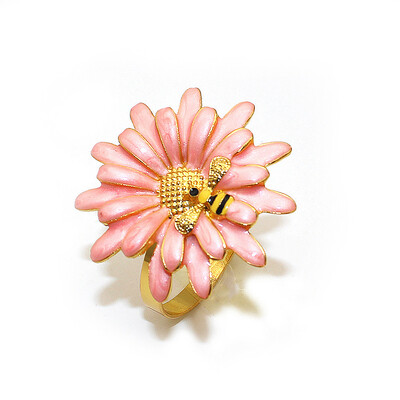 6 tk New Flower Bee Salvrätikurõngad Metallist Daisy Lilledega Salvrätikuhoidja Kuld Pulma Salvrätiku Pandlad Peo jaoks Kodu Lauakaunistus ERD14