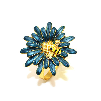 6 tk New Flower Bee Salvrätikurõngad Metallist Daisy Lilledega Salvrätikuhoidja Kuld Pulma Salvrätiku Pandlad Peo jaoks Kodu Lauakaunistus ERD14