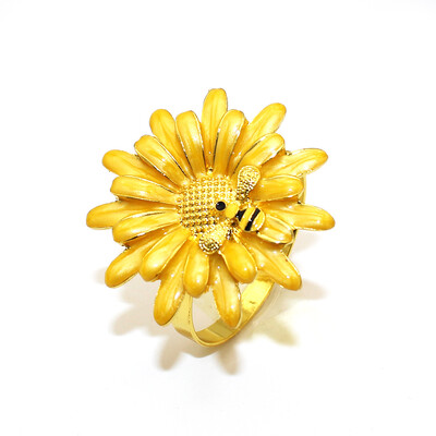 6 tk New Flower Bee Salvrätikurõngad Metallist Daisy Lilledega Salvrätikuhoidja Kuld Pulma Salvrätiku Pandlad Peo jaoks Kodu Lauakaunistus ERD14