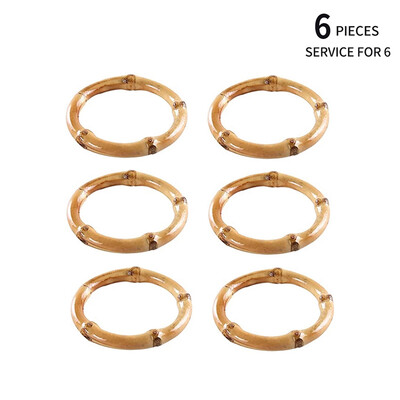 6Gb salvešu gredzenu komplekts roku darbs dabīgs bambusa turētājs zemniecisks salvešu turētāji salvešu gredzeni viesnīcas galda dekorēšanai kāzu ballītei