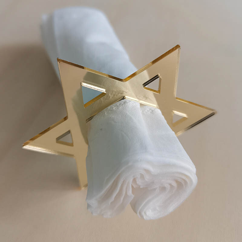 12 tk David Star heebrea salvrätikuhoidja, akrüül Israel Jewish Star of David salvrätikusõrmus