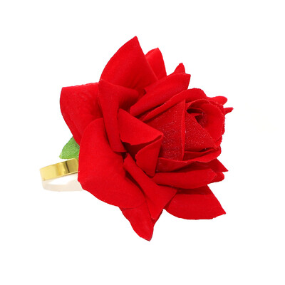 6Pcs Rukotvorine Prstenovi za salvete s cvijetom ruže Suncokretovi prstenovi za držače salveta za svadbeni banket Božićni rođendanski ukrasi za stolove