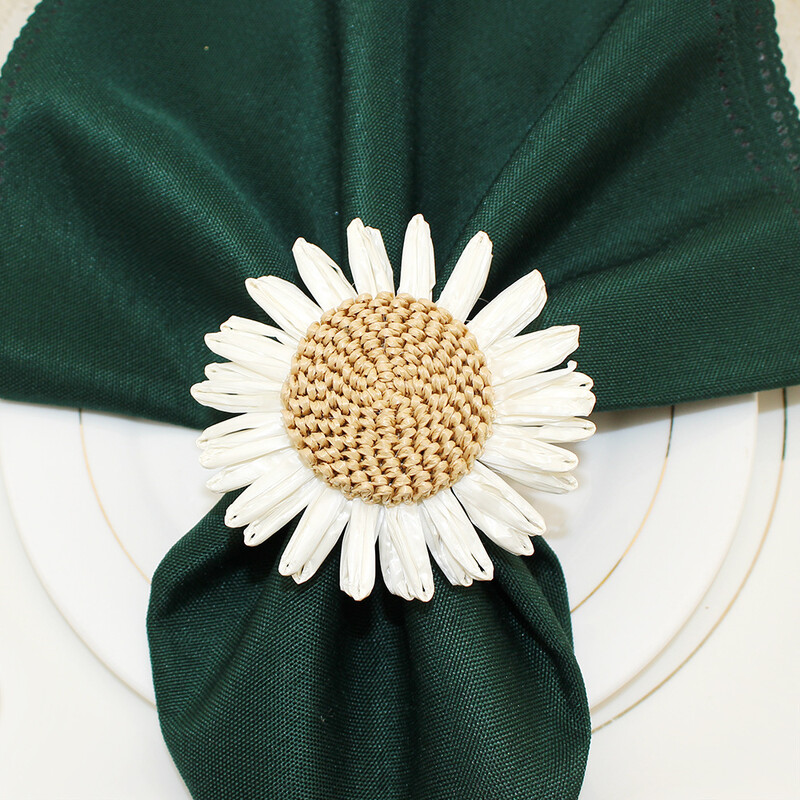 6Pcs Rukotvorine Prstenovi za salvete s cvijetom ruže Suncokretovi prstenovi za držače salveta za svadbeni banket Božićni rođendanski ukrasi za stolove