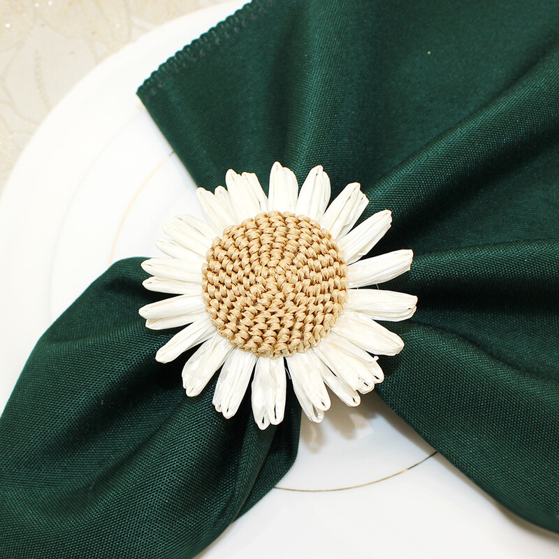 6Pcs Rukotvorine Prstenovi za salvete s cvijetom ruže Suncokretovi prstenovi za držače salveta za svadbeni banket Božićni rođendanski ukrasi za stolove