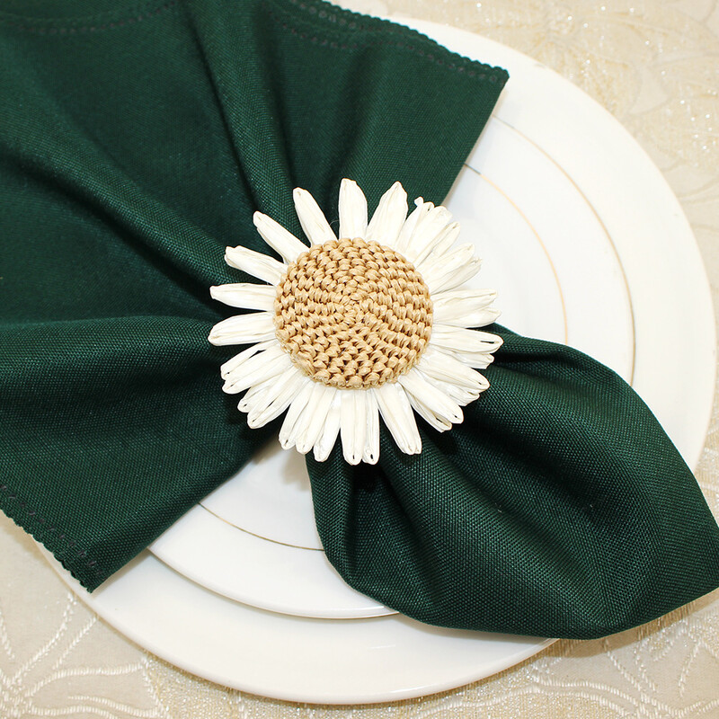 6Pcs Rukotvorine Prstenovi za salvete s cvijetom ruže Suncokretovi prstenovi za držače salveta za svadbeni banket Božićni rođendanski ukrasi za stolove