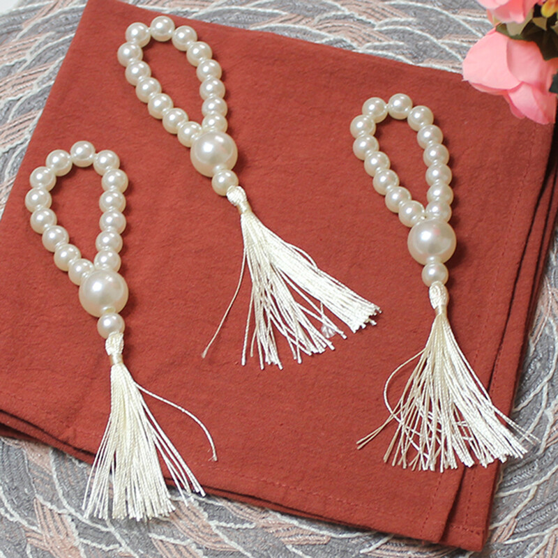 Ručno izrađeni stolni prstenovi za salvete od bisernih perli s kićankama Set od 12 držača za salvete za božićno vjenčanje Dodatni ukras