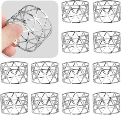 12PCS prstenova za salvete s izdubljenim trokutom, zlatni držač prstena za salvete za vjenčanje, banket, večeru, salvete, kopče za salvete