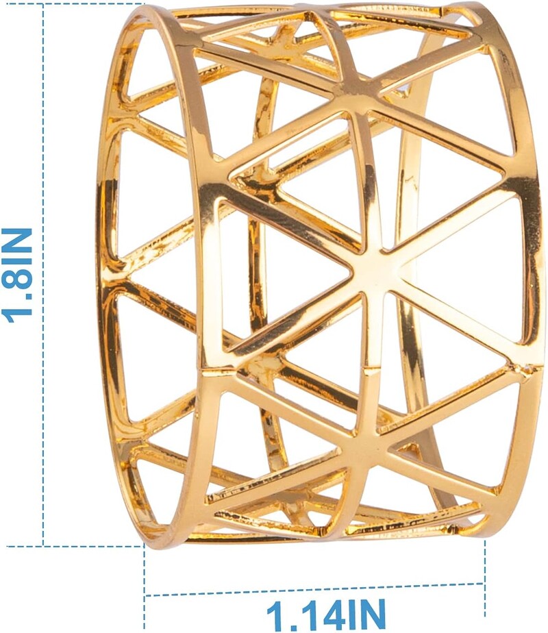 12PCS prstenova za salvete s izdubljenim trokutom, zlatni držač prstena za salvete za vjenčanje, banket, večeru, salvete, kopče za salvete