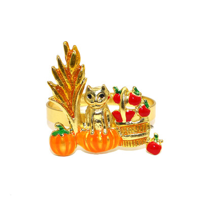 1 бр. Пръстени за салфетки за Деня на благодарността, есенни листа, метални тиквени държачи за салфетки за Турция за есен Хелоуин Декорация на маса за вечеря