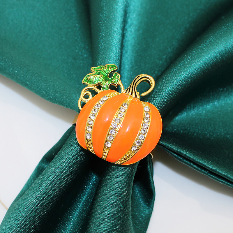 1 бр. Пръстени за салфетки за Деня на благодарността, есенни листа, метални тиквени държачи за салфетки за Турция за есен Хелоуин Декорация на маса за вечеря