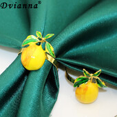 8Pcs Емайлирани пръстени за салфетки с жълт лимон Плодови държач за салфетки за Baby Shower Сватба Рожден ден Декорация на маса за хранене HWE54