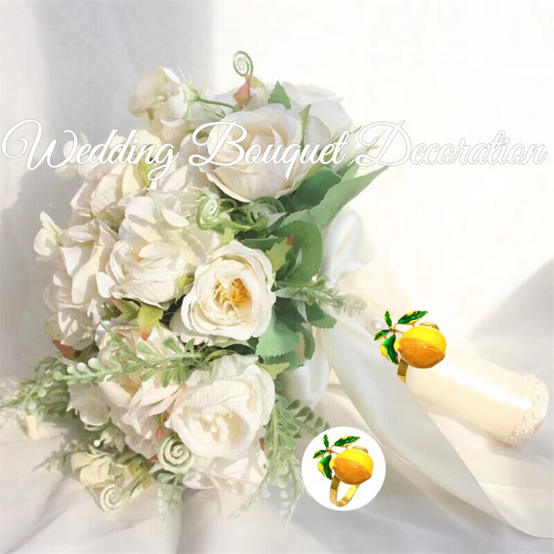 8Pcs Емайлирани пръстени за салфетки с жълт лимон Плодови държач за салфетки за Baby Shower Сватба Рожден ден Декорация на маса за хранене HWE54