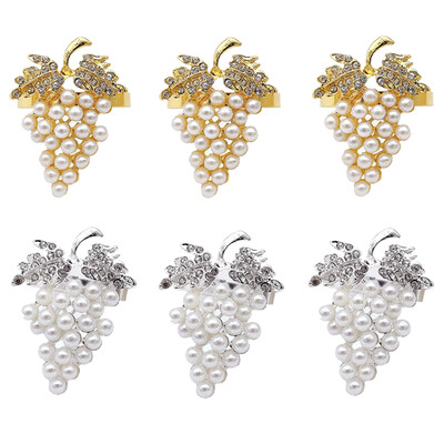 Пръстен за салфетки от грозде Сватбен пръстен за държач за салфетки Златна катарама за салфетки за празнични партита Ежедневно семейно събиране Декорация на маса HWP02