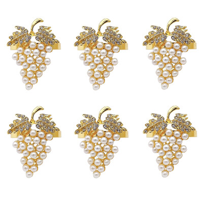 Пръстен за салфетки от грозде Сватбен пръстен за държач за салфетки Златна катарама за салфетки за празнични партита Ежедневно семейно събиране Декорация на маса HWP02