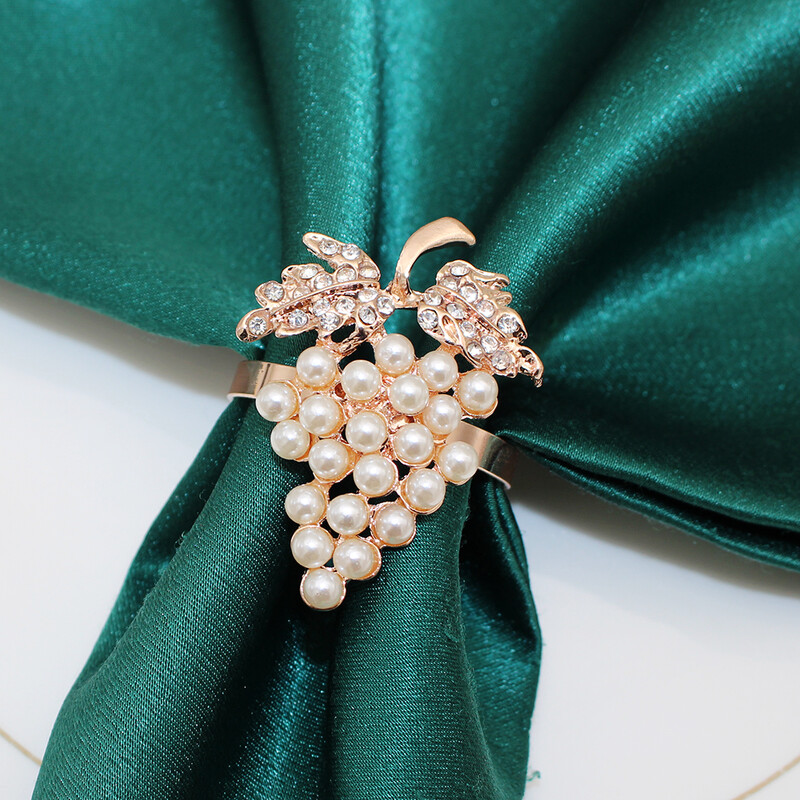 Пръстен за салфетки от грозде Сватбен пръстен за държач за салфетки Златна катарама за салфетки за празнични партита Ежедневно семейно събиране Декорация на маса HWP02