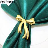 6kom Prstenovi za salvete s mašnama Metalni držači za salvete s mašnama Zlatne kopče za salvete za božićne praznike Baby Shower Stol za svatove Dec.