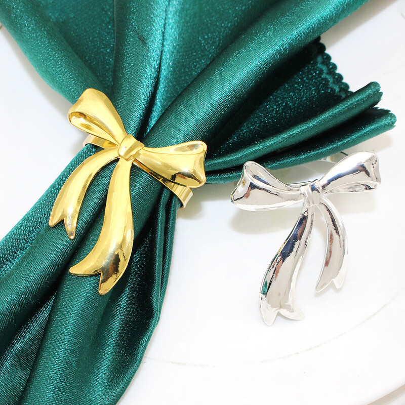 6kom Prstenovi za salvete s mašnama Metalni držači za salvete s mašnama Zlatne kopče za salvete za božićne praznike Baby Shower Stol za svatove Dec.