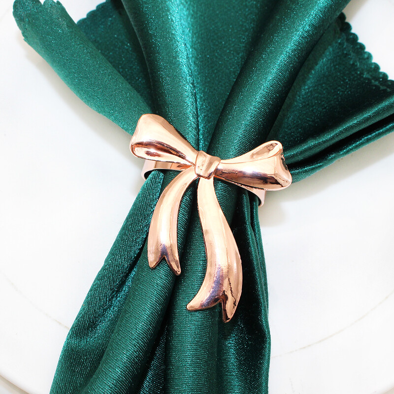 6kom Prstenovi za salvete s mašnama Metalni držači za salvete s mašnama Zlatne kopče za salvete za božićne praznike Baby Shower Stol za svatove Dec.