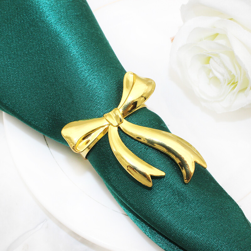 6kom Prstenovi za salvete s mašnama Metalni držači za salvete s mašnama Zlatne kopče za salvete za božićne praznike Baby Shower Stol za svatove Dec.