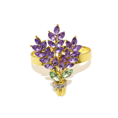 6Pcs Prstenovi za salvete boje lavande Cvjetni dijamant Držač za salvete Seoski stolni prsten za vjenčanje Dan zahvalnosti Obljetnica Dekoracija stola