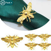 20Gb bišu salvešu gredzeni zelta salvete sprādzes turētāji metāla salvešu gredzens Lieldienām kāzu rudens vakariņu galda klāšanai