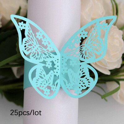 25 kom leptir laserski rezani papirnati prsten za salvete 3D stereo leptirov papirnati prsten Dekoracija stola za rođendansku zabavu hotela