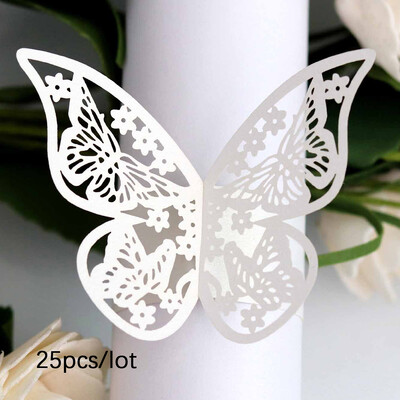25 kom leptir laserski rezani papirnati prsten za salvete 3D stereo leptirov papirnati prsten Dekoracija stola za rođendansku zabavu hotela