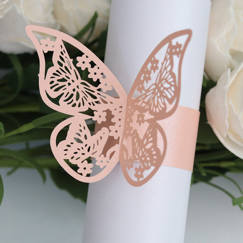 25 kom leptir laserski rezani papirnati prsten za salvete 3D stereo leptirov papirnati prsten Dekoracija stola za rođendansku zabavu hotela