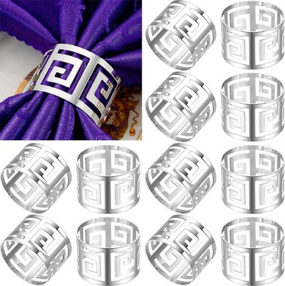 12 KOM. Izdubljeni držači za salvete Prstenovi Izvrsni metalni kopča za salvete za blagovaonski stol za svadbene bankete Dekoracija stolova