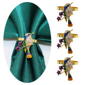 4Pcs Prekrasan prsten za salvete s pticama, kristalni vještački dijamant, držač za salvete, životinje, ptice za svakodnevne zabave za stolom HB303