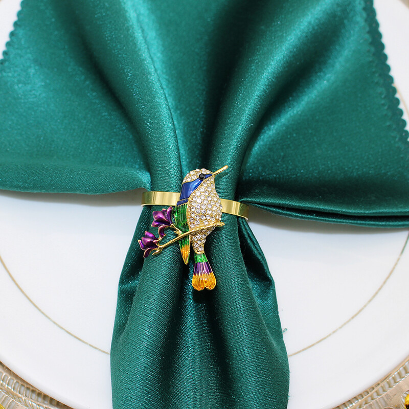 4Pcs Prekrasan prsten za salvete s pticama, kristalni vještački dijamant, držač za salvete, životinje, ptice za svakodnevne zabave za stolom HB303