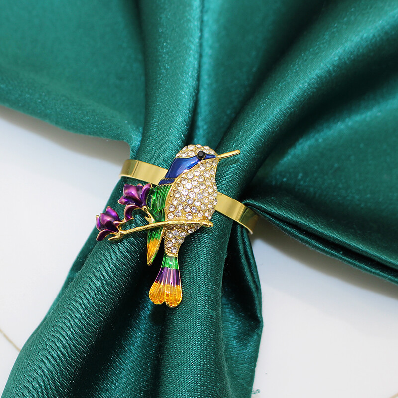 4Pcs Prekrasan prsten za salvete s pticama, kristalni vještački dijamant, držač za salvete, životinje, ptice za svakodnevne zabave za stolom HB303