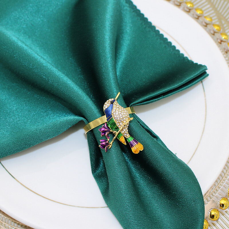 4Pcs Prekrasan prsten za salvete s pticama, kristalni vještački dijamant, držač za salvete, životinje, ptice za svakodnevne zabave za stolom HB303