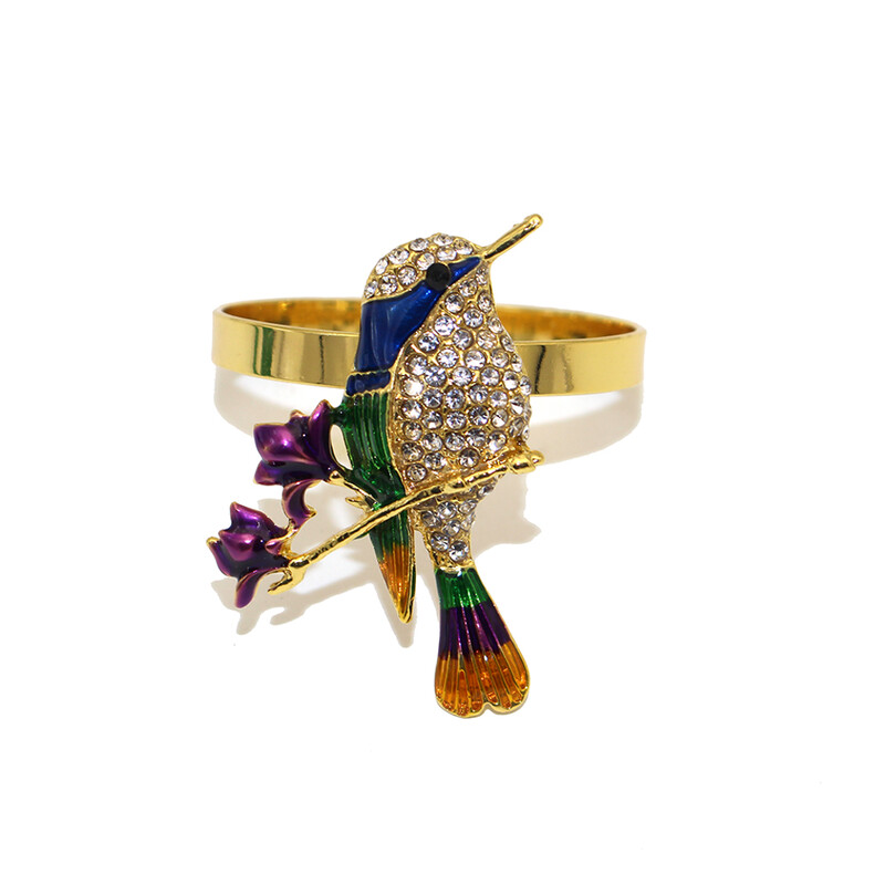 4Pcs Prekrasan prsten za salvete s pticama, kristalni vještački dijamant, držač za salvete, životinje, ptice za svakodnevne zabave za stolom HB303