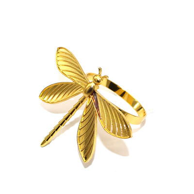6Pcs Zlatni prsten za salvete Dragonfly Držači prstenova za salvete Insekti Prstenovi za salvete Kopča za Dan zahvalnosti Božićni ukrasni stol ERE104