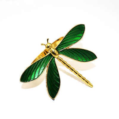 6Pcs Zlatni prsten za salvete Dragonfly Držači prstenova za salvete Insekti Prstenovi za salvete Kopča za Dan zahvalnosti Božićni ukrasni stol ERE104