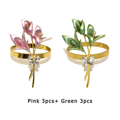 6kom novih prstenova za salvete s cvijetom ružičastog ljiljana za uređenje doma Vjenčani buket mladenki Dekoracija stola Poklon za Valentinovo HWE128