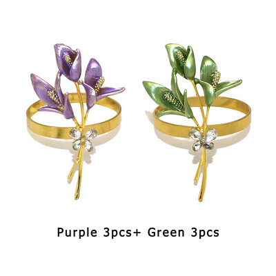 6kom novih prstenova za salvete s cvijetom ružičastog ljiljana za uređenje doma Vjenčani buket mladenki Dekoracija stola Poklon za Valentinovo HWE128