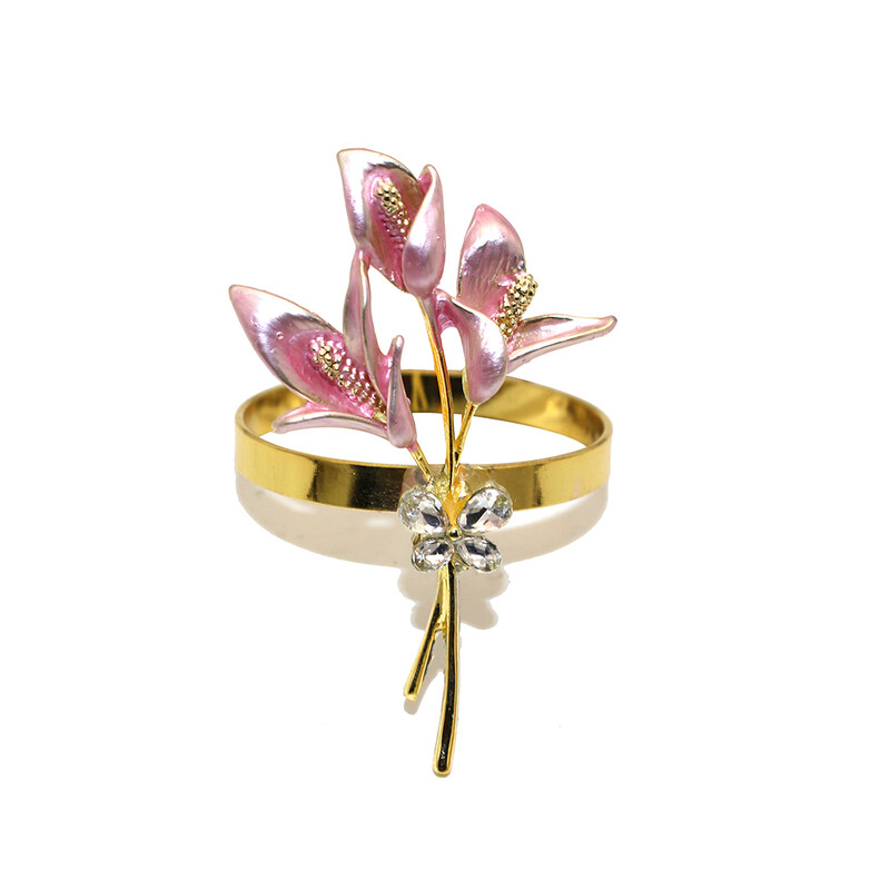 6kom novih prstenova za salvete s cvijetom ružičastog ljiljana za uređenje doma Vjenčani buket mladenki Dekoracija stola Poklon za Valentinovo HWE128