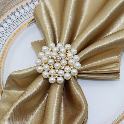 6 vnt Kalnų krištolinio akmens perlų servetėlių žiedai Auksiniai servetėlių žiedų laikikliai Kalėdų vestuvių vakarėliui, oficialiam ar kasdieniniam pietų stalo dekoravimui