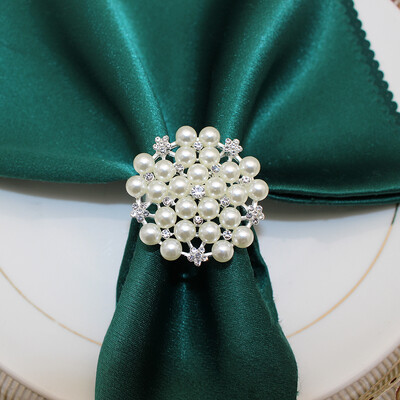 6 vnt Kalnų krištolinio akmens perlų servetėlių žiedai Auksiniai servetėlių žiedų laikikliai Kalėdų vestuvių vakarėliui, oficialiam ar kasdieniniam pietų stalo dekoravimui